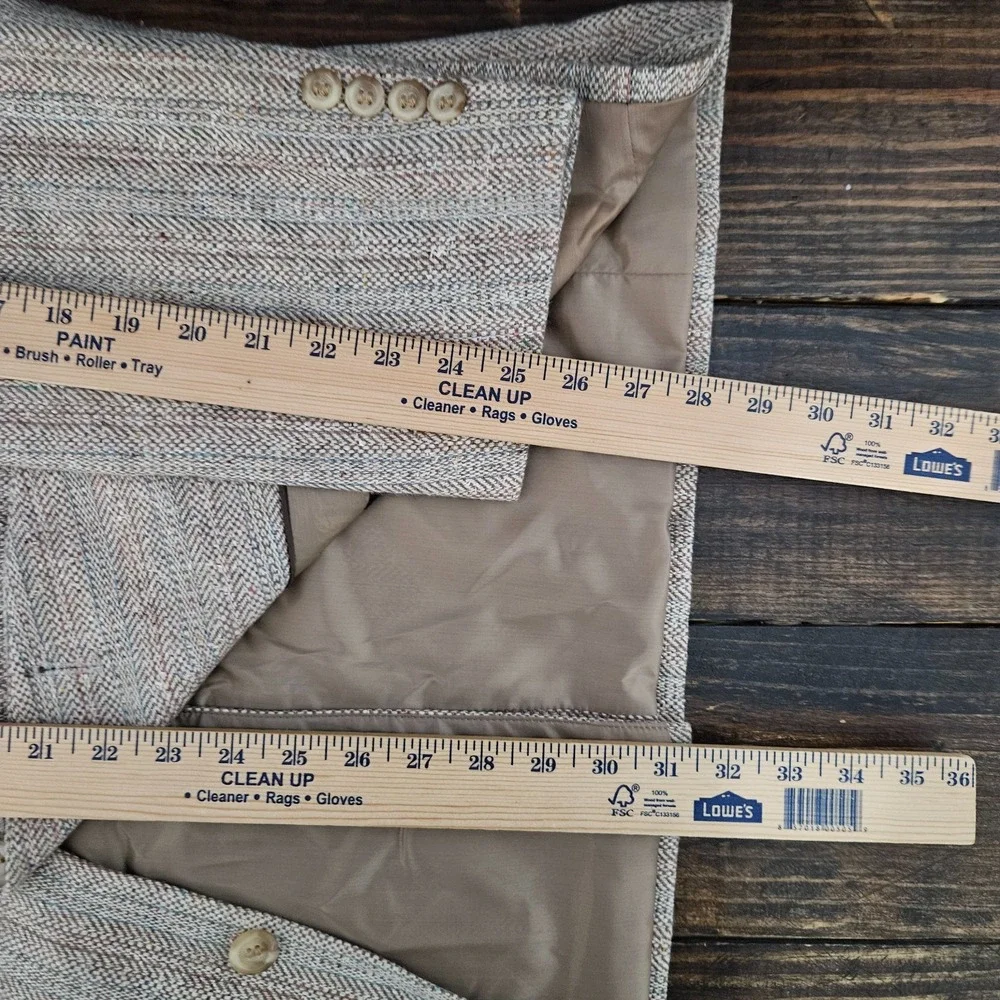 Joe Namath Mens Sport Coat Blazer Two Button Tweed Herringbone Silk Poly 48R Big